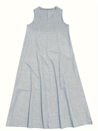 Amira - Effen gekleurde Maxi jurk met V-hals