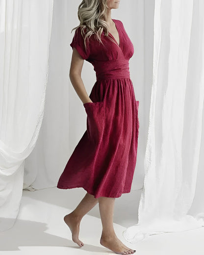 Malia - Elegante en Comfortabele Zomerse Linnen Jurk voor Vrouwen
