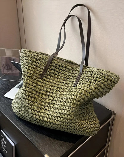 Ecochic | stijlvolle geweven shopper met lange handvatten