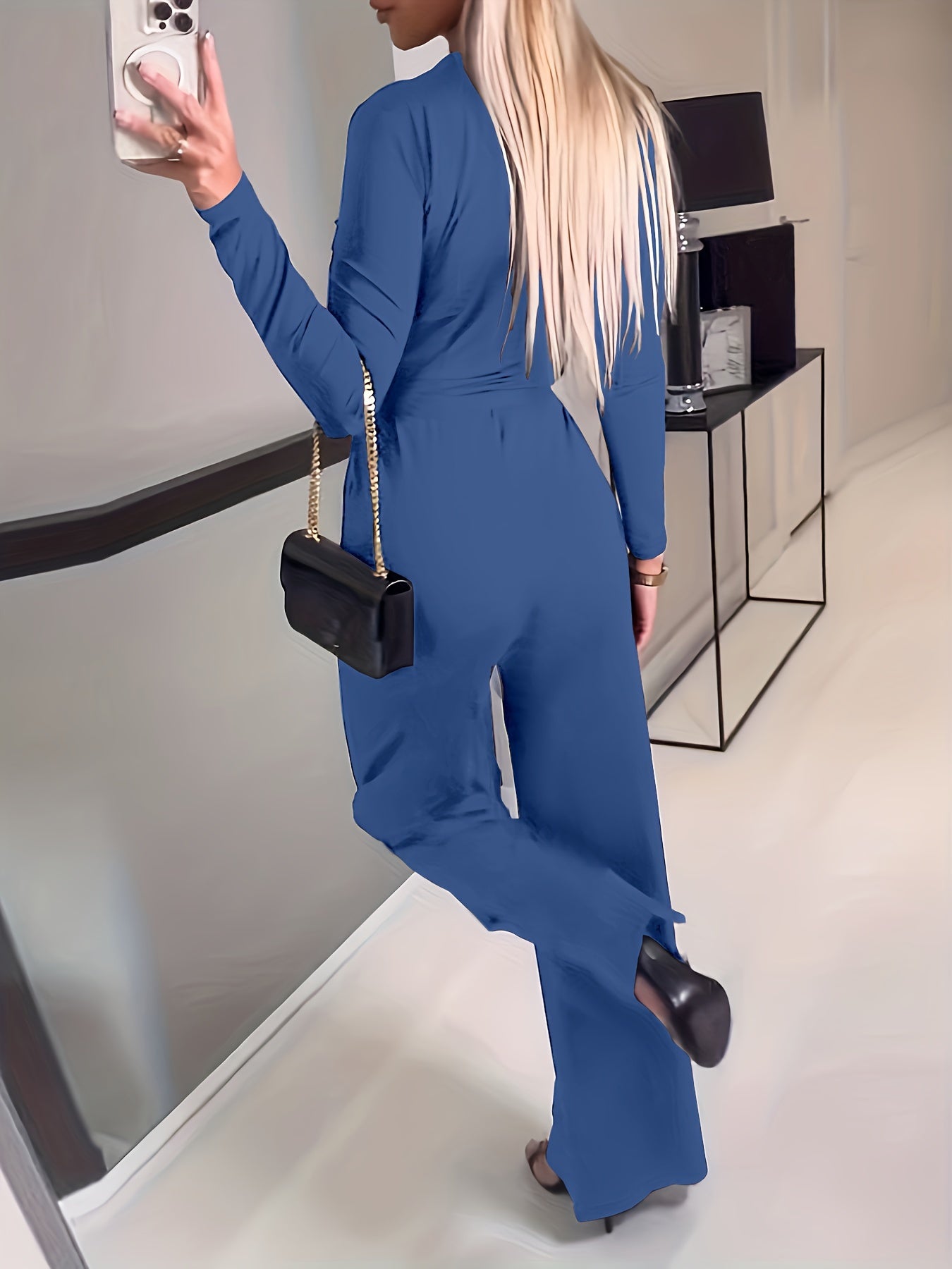 Jumpsuit met brede pijpen en riem - Chloe