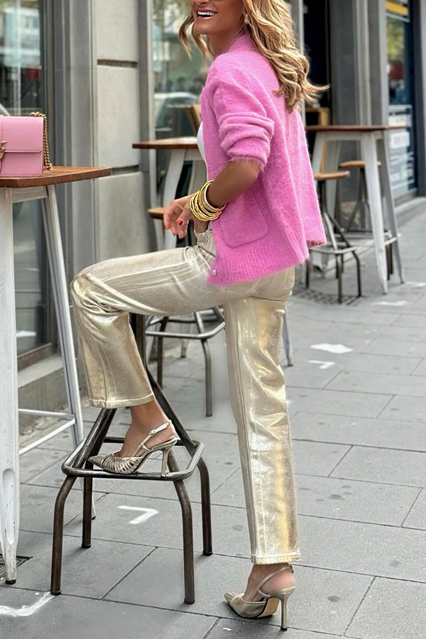 Ronde Hals Cardigan met Losse Pasvorm