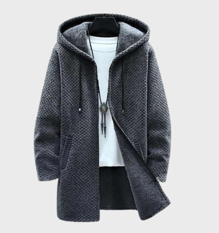 Robert - warm en dik jack met houndstoothmotief, fleecevoering, capuchon en trekkoord