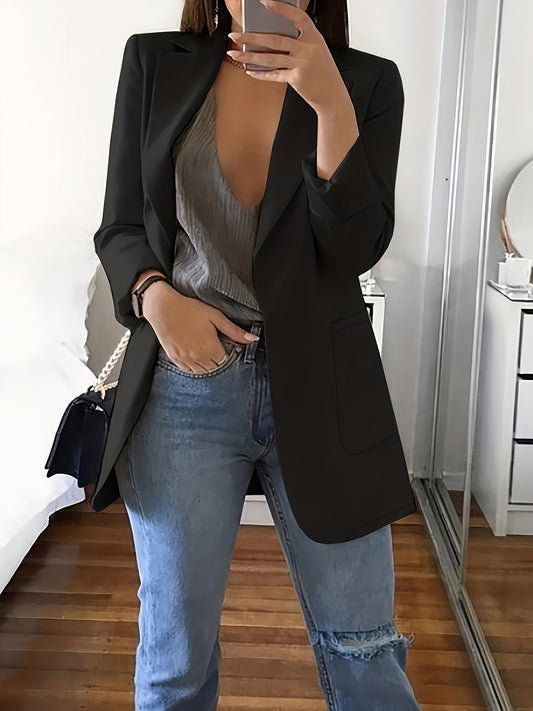 Effen gekleurde blazer met open voorkant - Grace