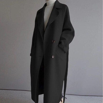 Erin | Lange Elegante Wolmantel voor een Stijlvolle Silhouet