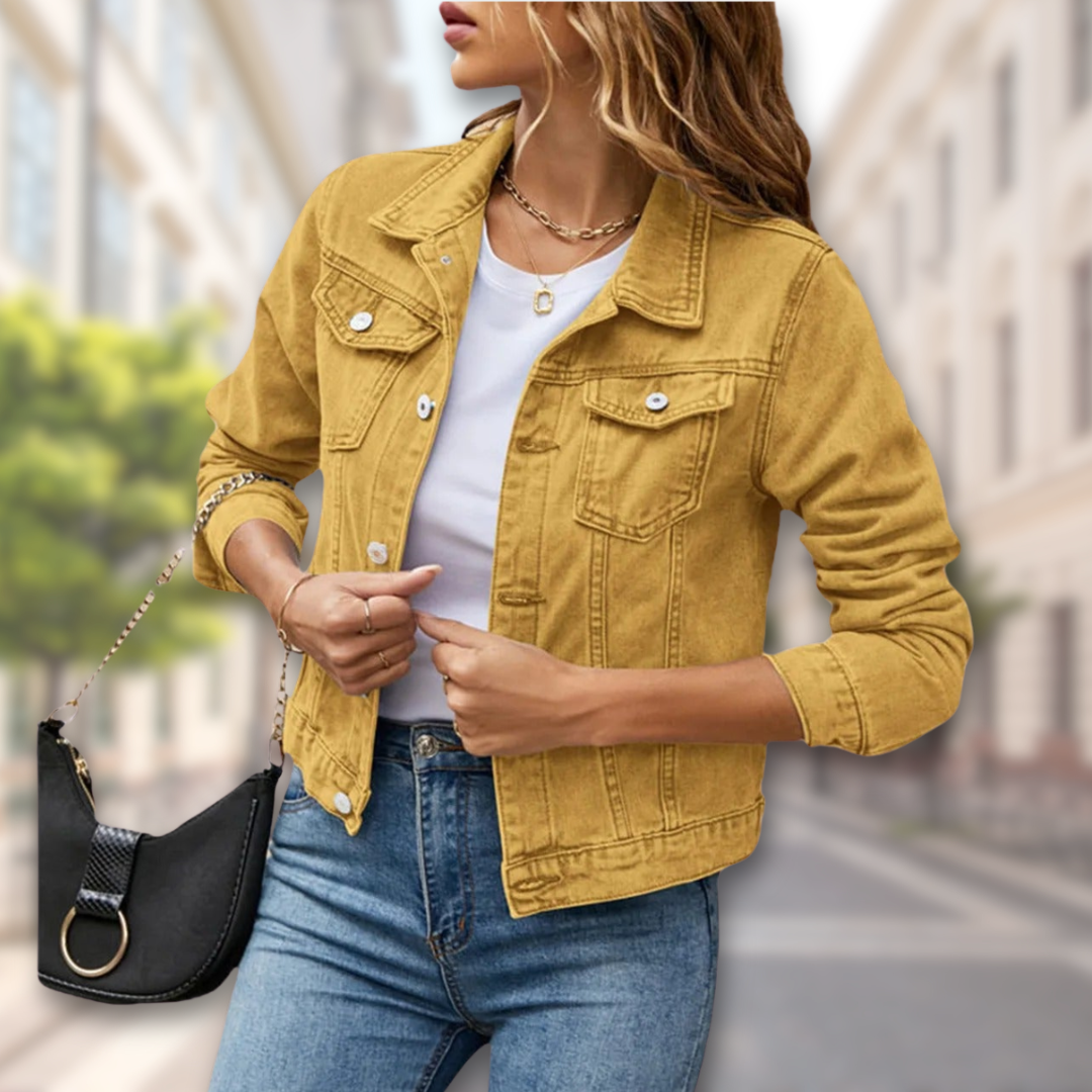 Yasmine - Stijlvolle Spijkerjas met Knopen voor Dames