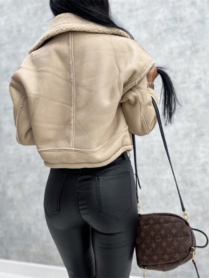 Valentina | modieuze cropped jas met teddy voerin