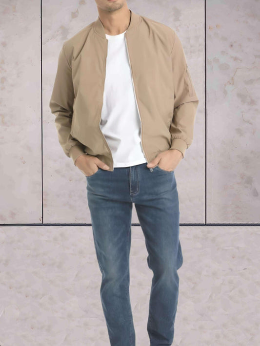 Andy - eenvoudig polyester jack met opstaande kraag en ritssluiting