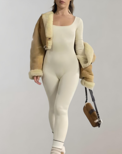 Olivia | Bodycon jumpsuit met boothals en lange mouwen