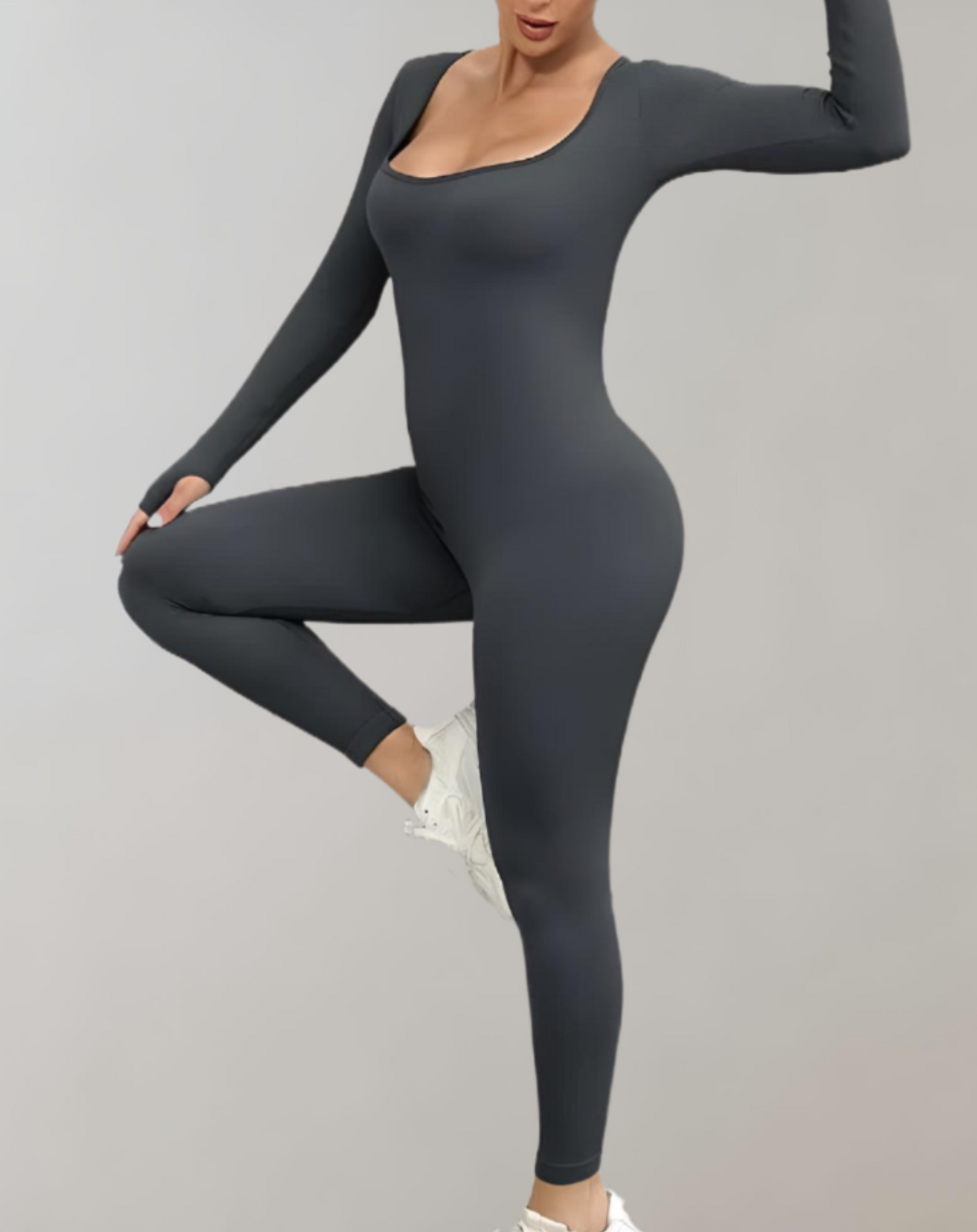 Olivia | Bodycon jumpsuit met boothals en lange mouwen