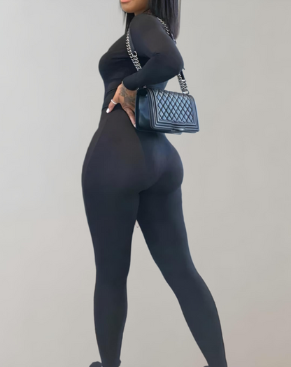 Olivia | Bodycon jumpsuit met boothals en lange mouwen