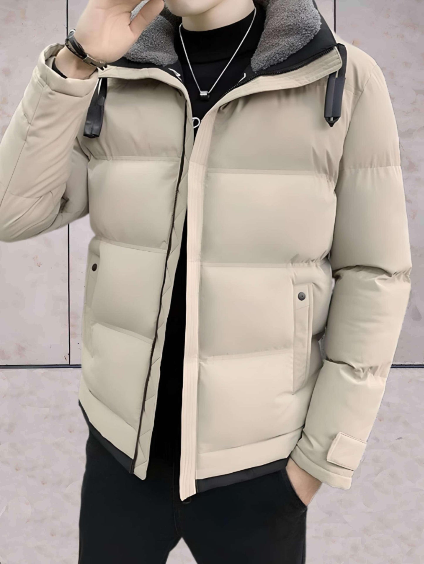 Anthony - dik en warm gewatteerd bomberjack met een hoge halslijn en ritssluiting over de hele lengte