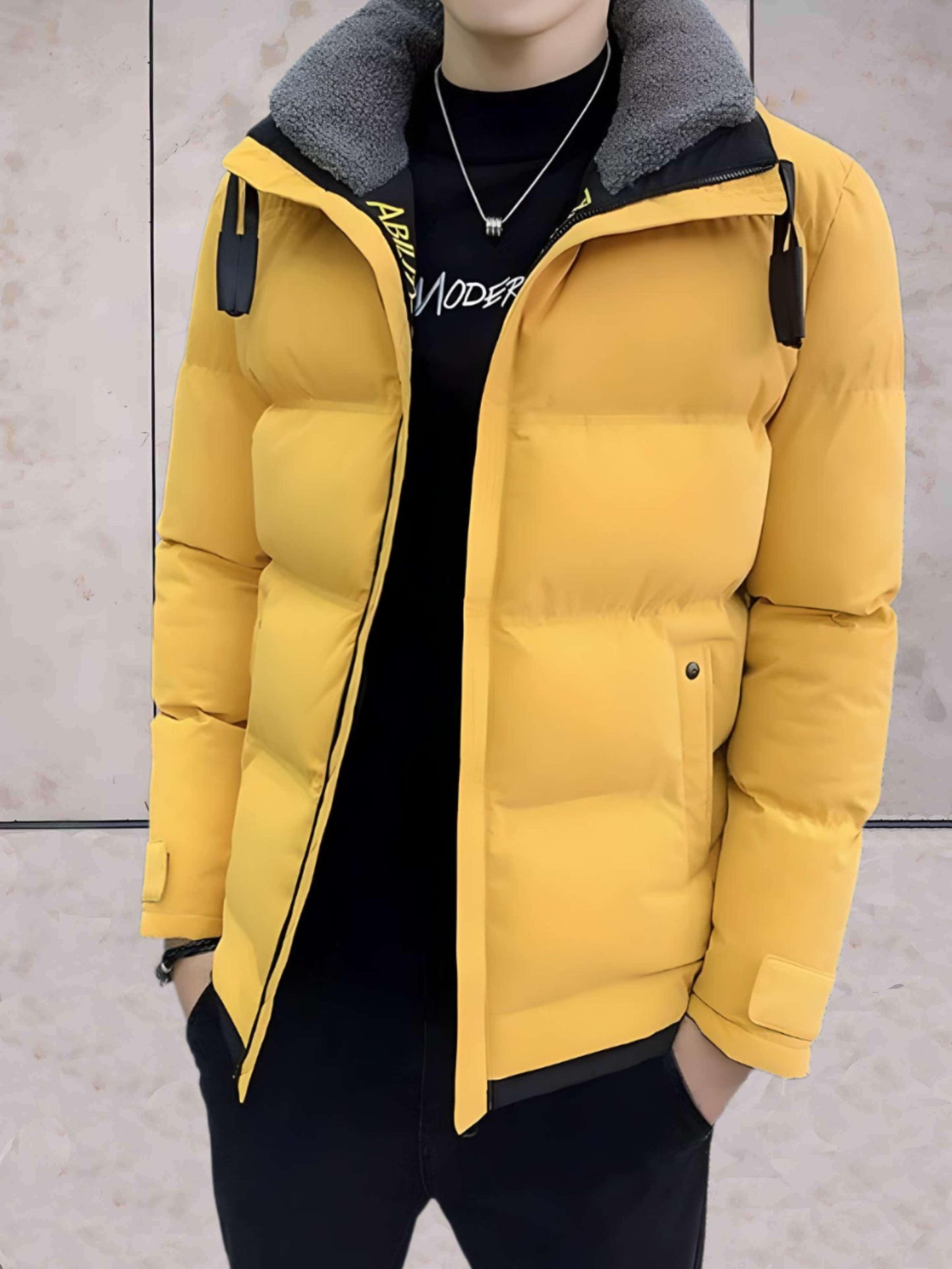 Anthony - dik en warm gewatteerd bomberjack met een hoge halslijn en ritssluiting over de hele lengte