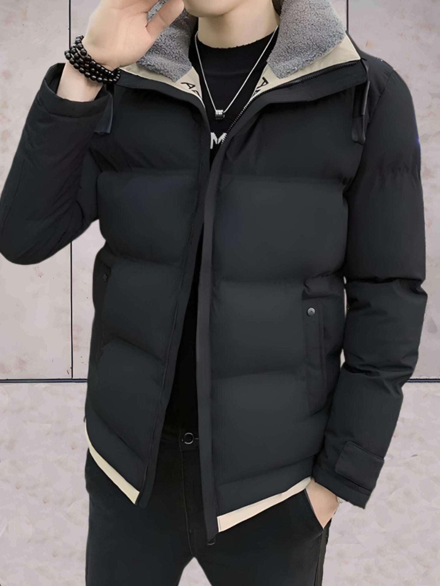 Anthony - dik en warm gewatteerd bomberjack met een hoge halslijn en ritssluiting over de hele lengte