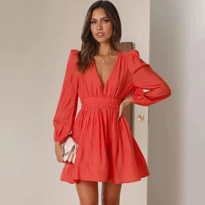 Lori - Comfortabele Mini Jurk met V-hals voor Dames