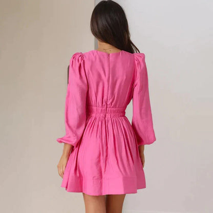Lori - Comfortabele Mini Jurk met V-hals voor Dames