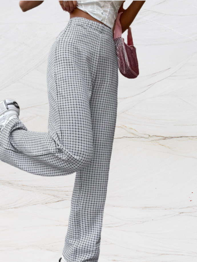 Aria | Losse geruite broek met hoge taille voor dames
