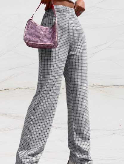 Aria | Losse geruite broek met hoge taille voor dames