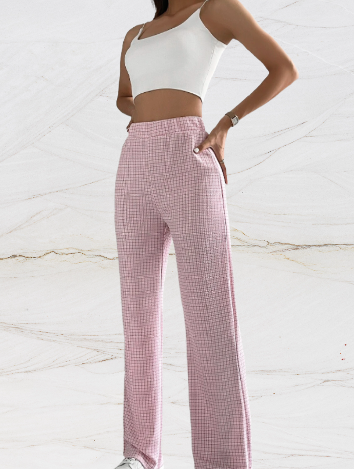 Aria | Losse geruite broek met hoge taille voor dames