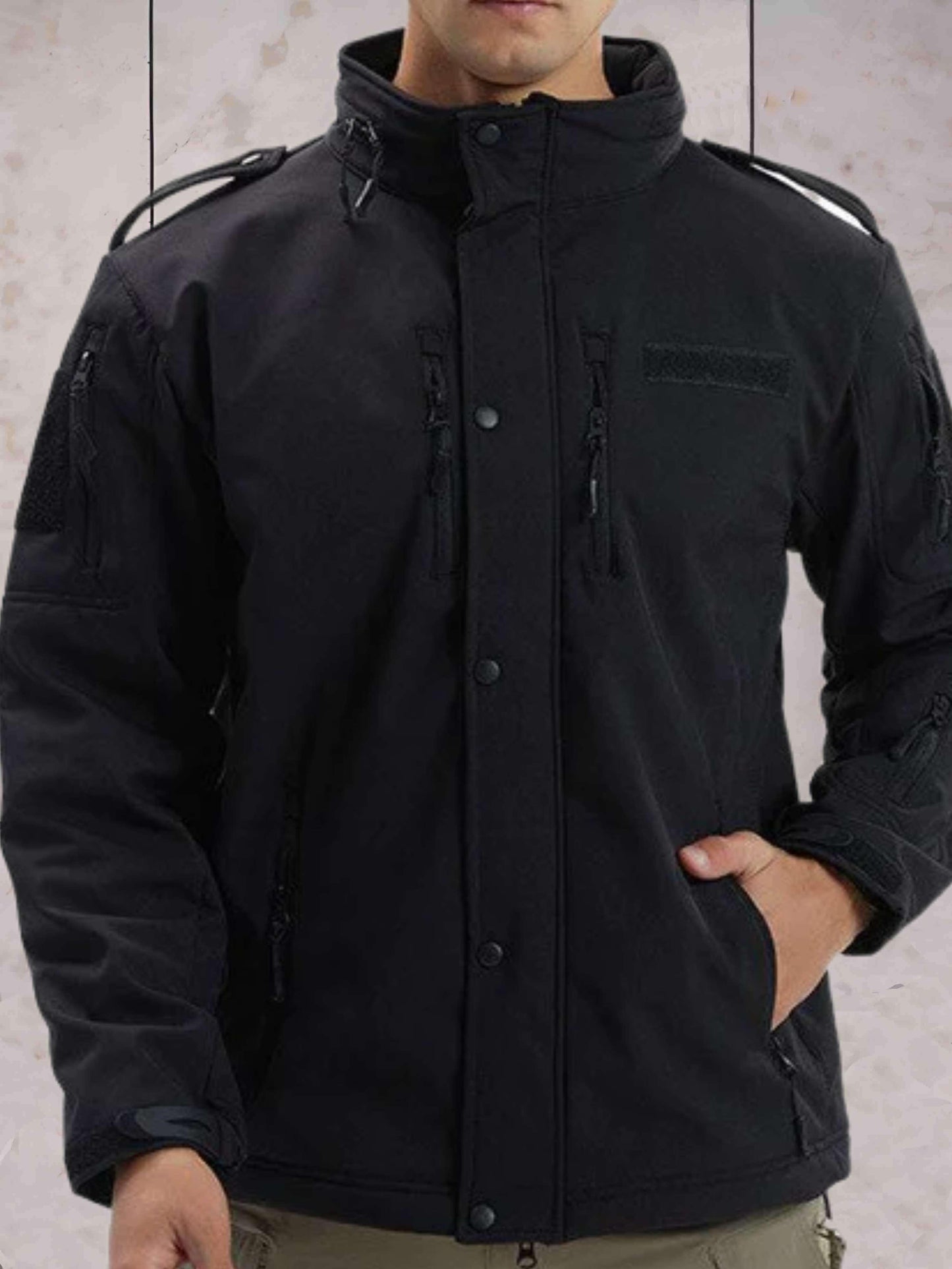 Asher - warm en waterdicht tactisch jack met zakken, rits en knoopsluiting