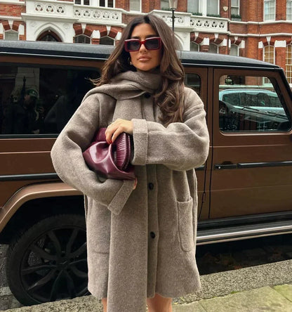 Sacha | Gezellige jas met sjaal