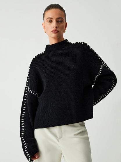 BEAUVOGUE - Oversized Sweater met Mock Hals