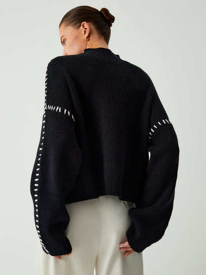 BEAUVOGUE - Oversized Sweater met Mock Hals
