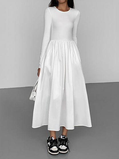 BEAUVOGUE - Leisure Pockets Lange Mouw Lange Jurk