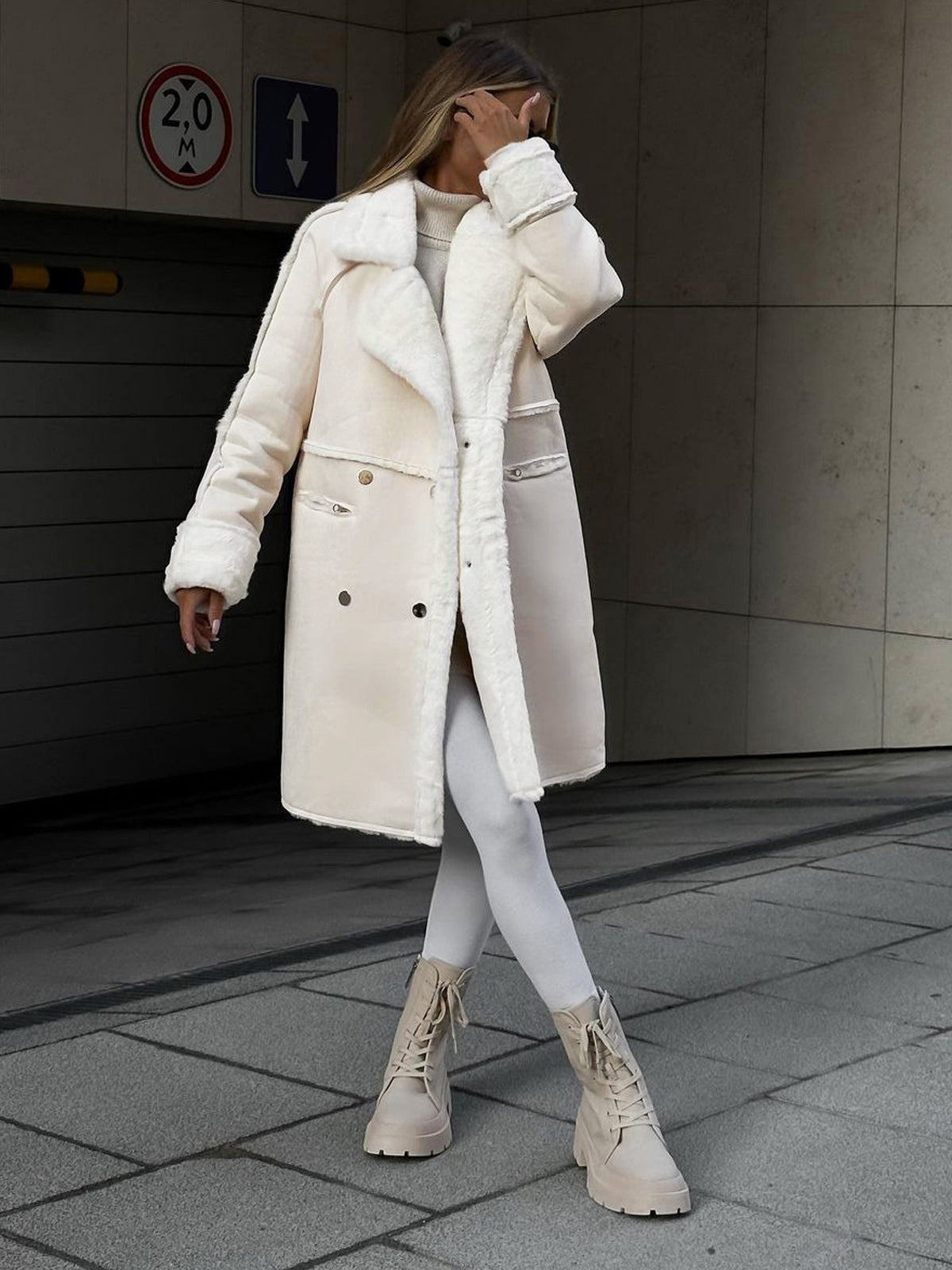 Claire Mantel | Trendy elegante polar fleece lange damesjas