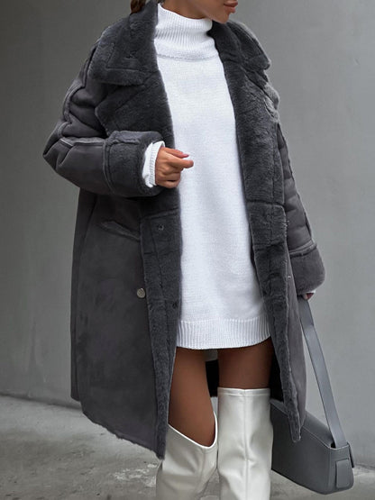 Claire Mantel | Trendy elegante polar fleece lange damesjas