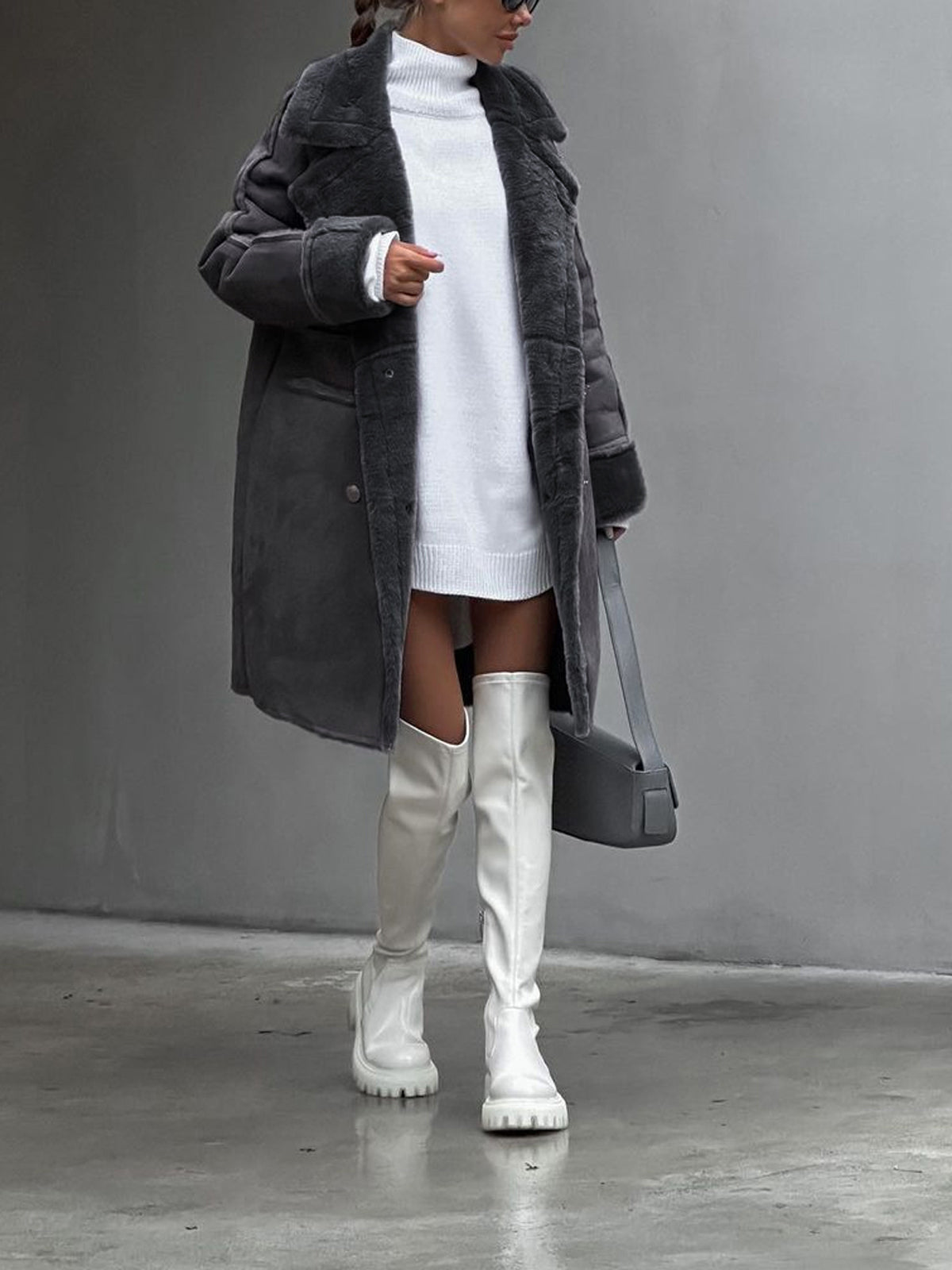 Claire Mantel | Trendy elegante polar fleece lange damesjas
