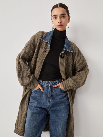 BEAUVOGUE - Diamantsteek breiend lang vest