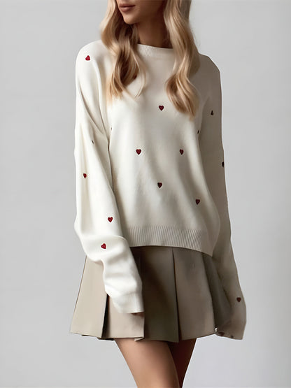 BEAUVOGUE - Oversized gebreide trui met geborduurd hart