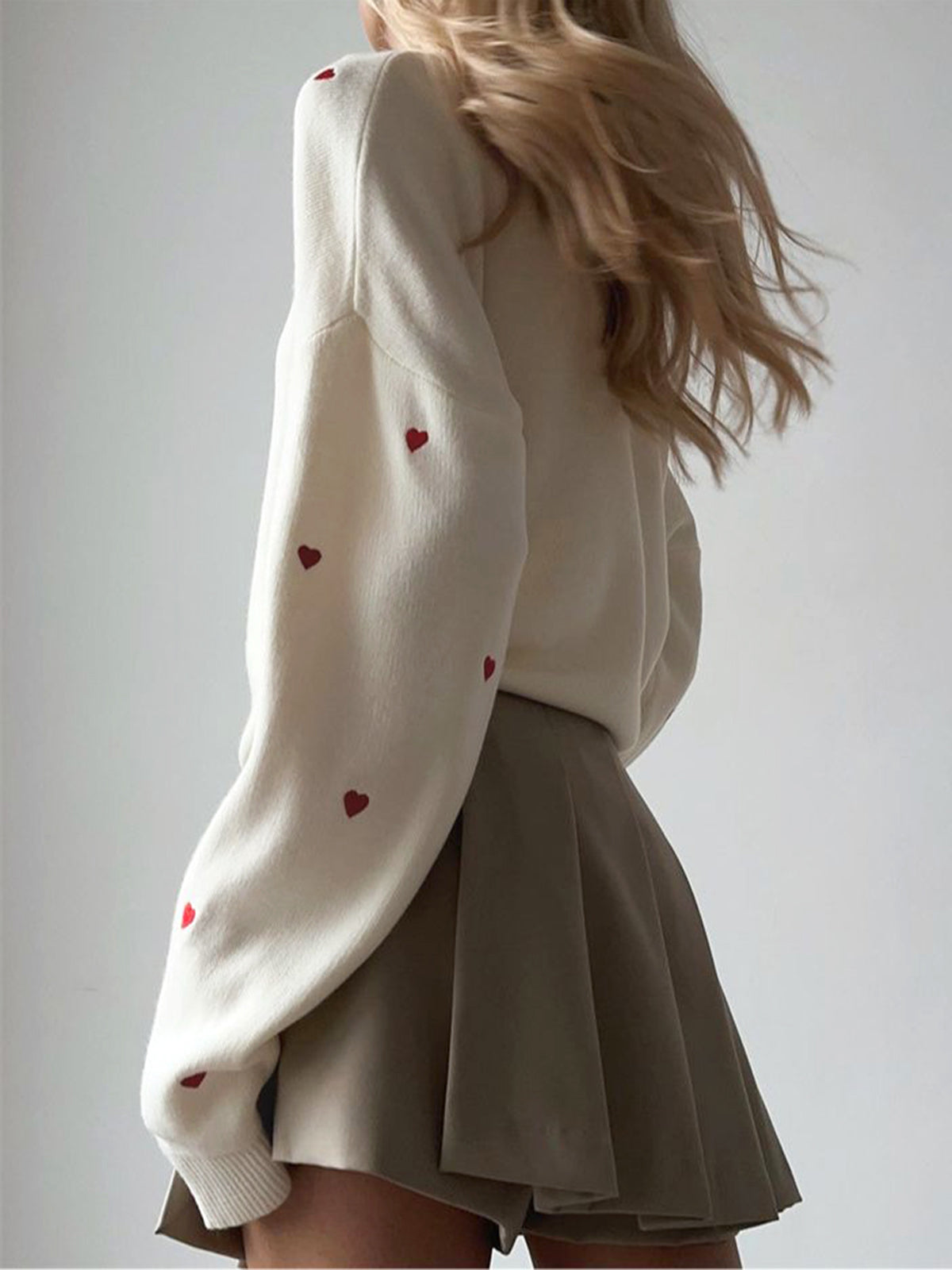 BEAUVOGUE - Oversized gebreide trui met geborduurd hart