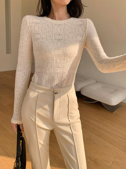 BEAUVOGUE - Top met ronde hals en lange mouwen en bloemenmotief