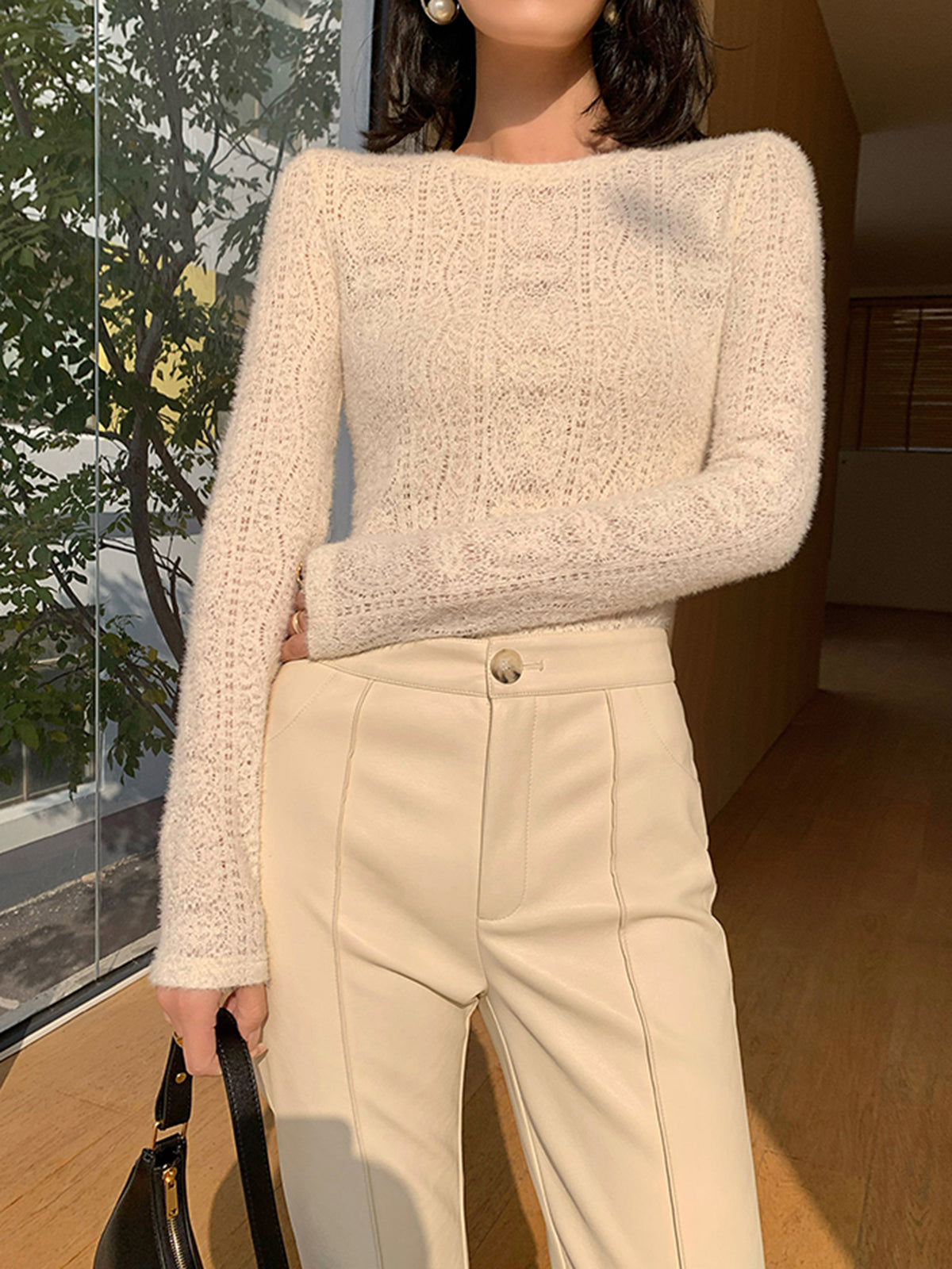 BEAUVOGUE - Top met ronde hals en lange mouwen en bloemenmotief