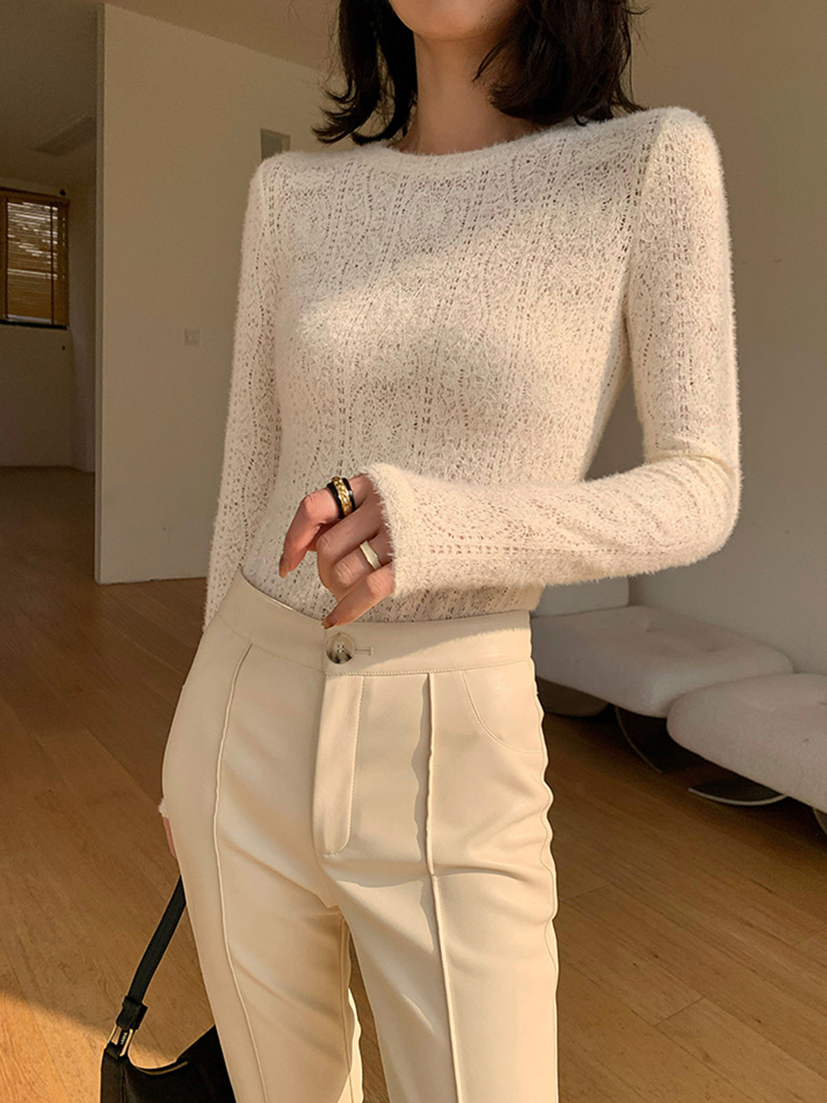 BEAUVOGUE - Top met ronde hals en lange mouwen en bloemenmotief