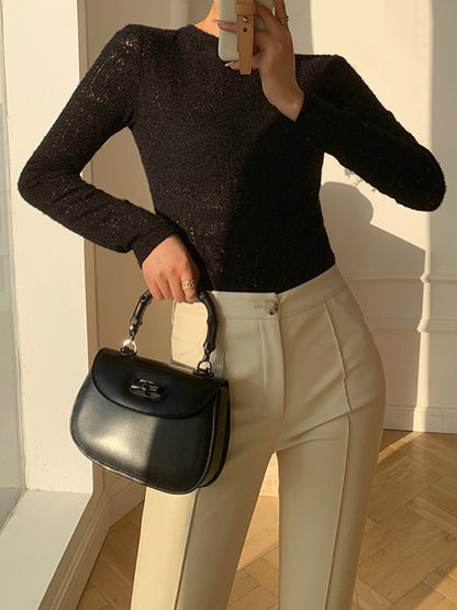 BEAUVOGUE - Top met ronde hals en lange mouwen en bloemenmotief