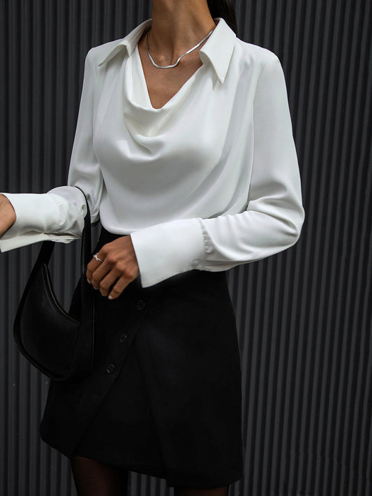 BEAUVOGUE - Blouse met geplooide lange mouwen met V-hals
