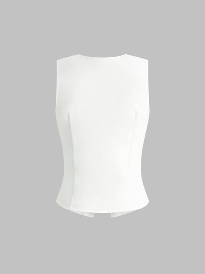 BEAUVOGUE - Tanktop met knoopjes van linnenmix