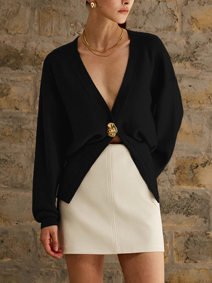 BEAUVOGUE - Effen vest met gouden knoop