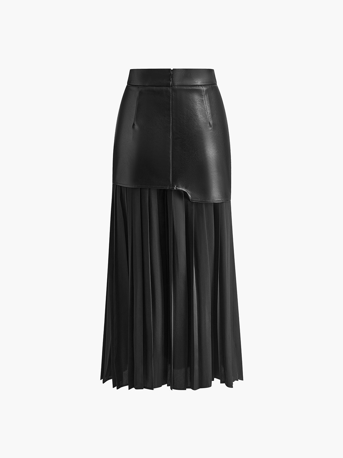 BEAUVOGUE - Asymmetrische patchwork chiffon geplooide midi-rok