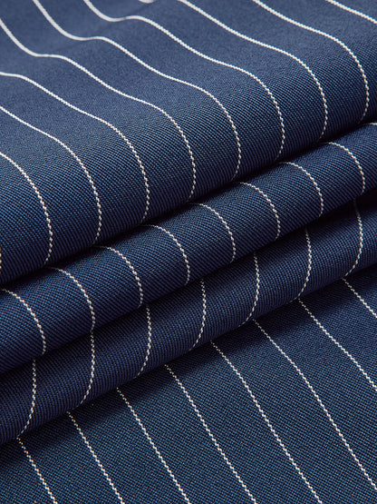 BEAUVOGUE - Krijtstreep geplooide wijde broek