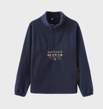 Sam - Halfzip sweater mooi passende zipper voor heren met Monaco print