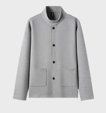 Bruce -  eenvoudig effen jack met opstaande kraag, zakken en knoopsluiting