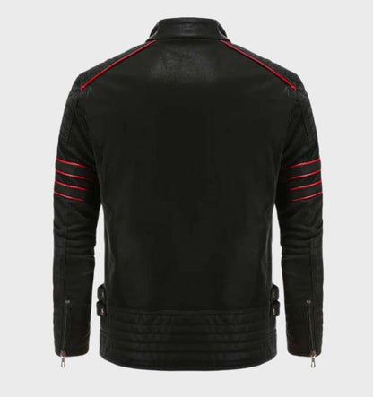 Lewis - 2-kleurig, eenvoudig warm leren jack met zakken en ritssluiting