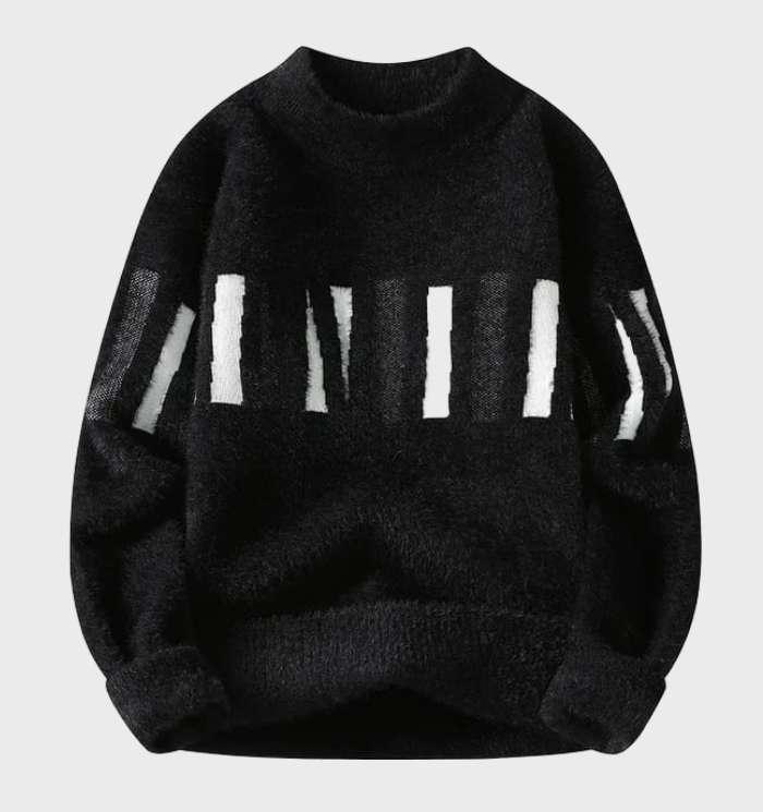 Christer | Eenvoudig en warm fleecejack met contrasterende kleuren en ronde halslijn