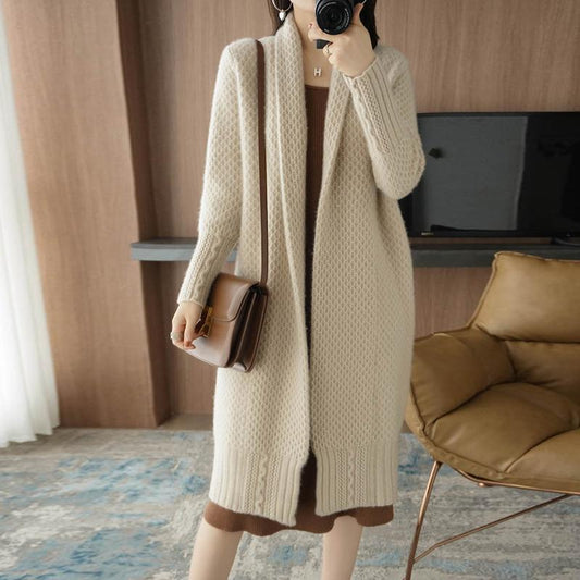 Anna Feld Cardigan | Elegant lang damesvest met kabelpatroon