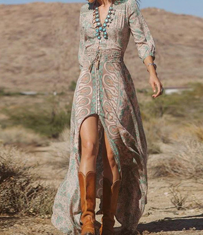 Yvette - Lange maxi-jurk in vintage-look