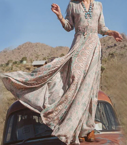 Yvette - Lange maxi-jurk in vintage-look