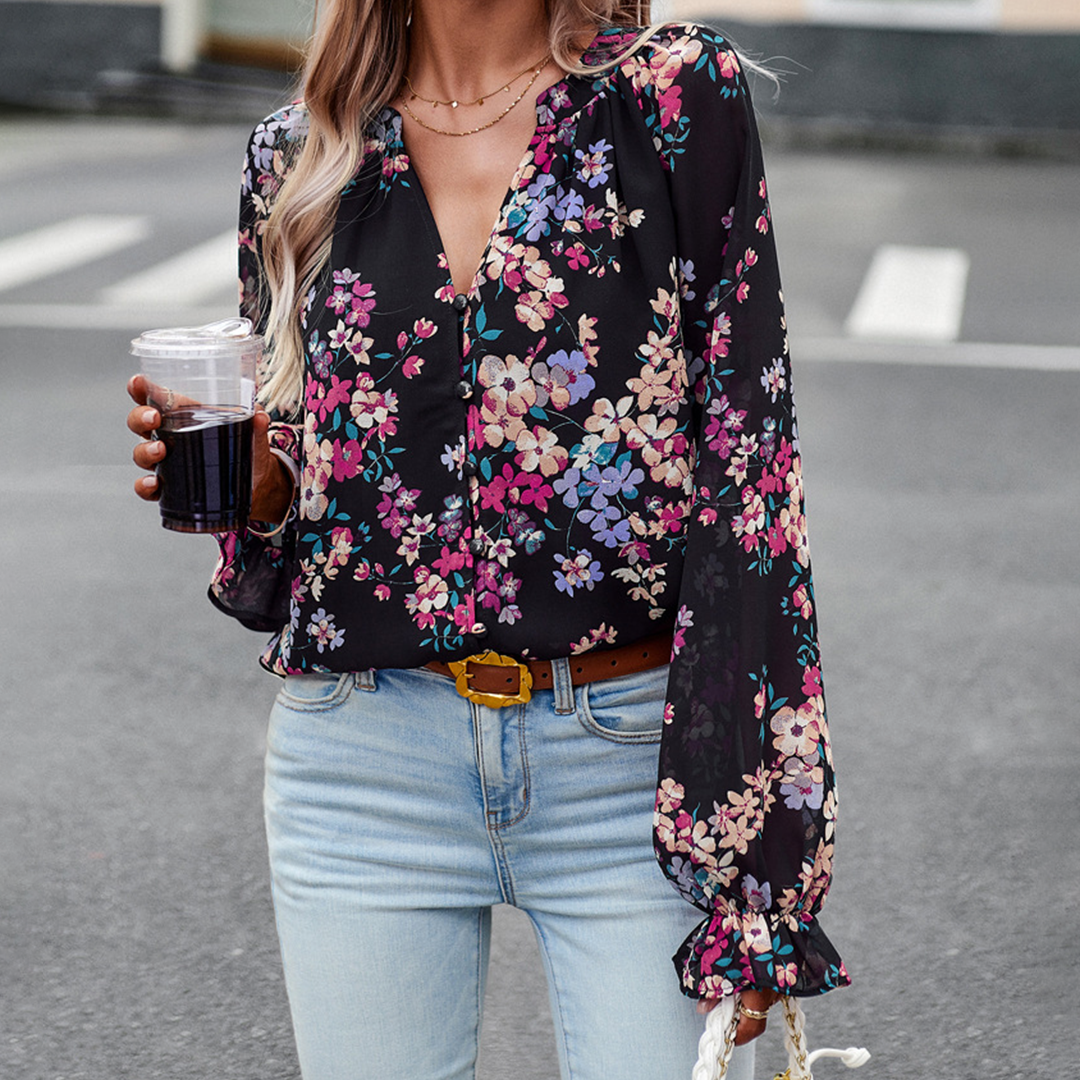 Mabel - Stijlvolle en Comfortabele Zomer Bloemenprint Blouse voor Vrouwen